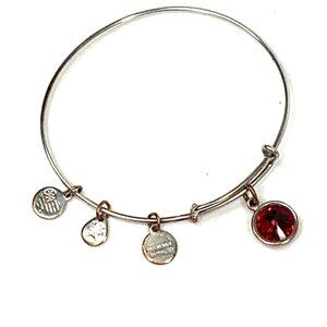 Alex and Ani Scarlet January Birthstone Charm Bracelet Silver - 2"- 3.5"